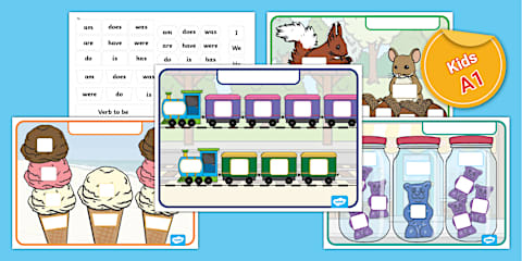 ESL Do and Does Sorting Cards and Boxes [Kids, A1]