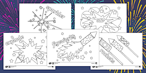 Bonfire Night Colouring Sheets Arabic