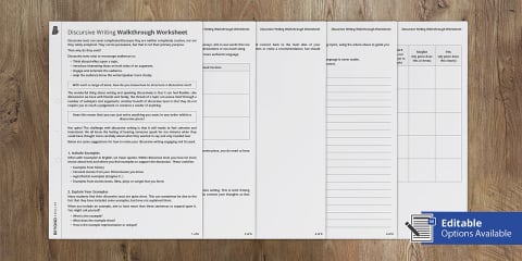 Discursive Reading Comprehension Discursive Writing Prompt Guide