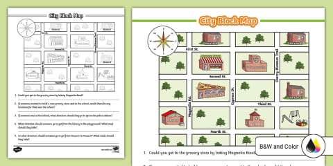 Second Grade Map Skills: Places on a Map Worksheet