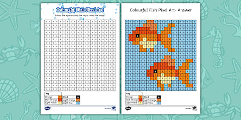 Fish Pixel Art Template
