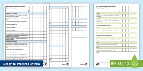 KS1 Maths Teacher Assessment Framework (TAF) Exemplification Checklist