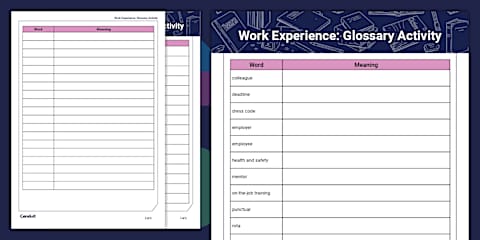 Work Experience Daily Reflections Journal