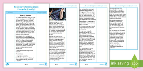 Persuasive Writing Annotated Exemplar - Level 4