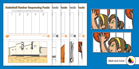 Basketball Listen and Sequence Cut and Paste Worksheet
