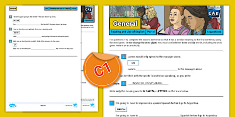 C1 Advanced (CAE) - Reading and Use of English - Practice Sheet - Part ...