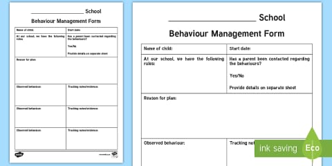 Behaviour Action Plan Form