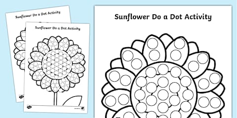 Sunflower Fingerprint Counting Worksheet Pack