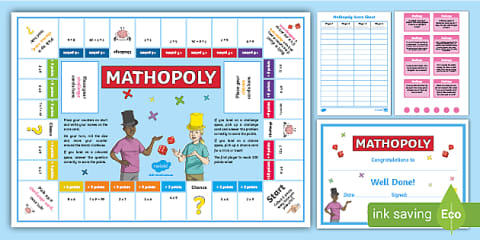 Mathopoly 3, 4 and 8 Times Tables Board Game