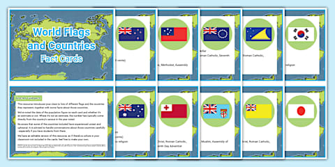Country Info World Flags and Countries Display Fact Cards