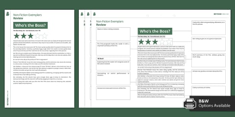 Level 3 Writing - Book Review Exemplar and Planning Pack