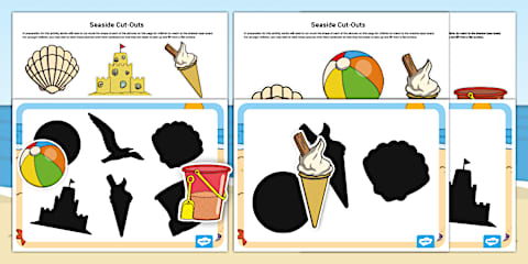Seaside Picture and Word Colouring Sheets