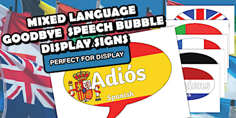 Hello and Goodbye Flags Languages Pack (A4)