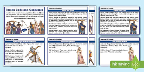 Roman Gods and Goddesses Top Cards Game