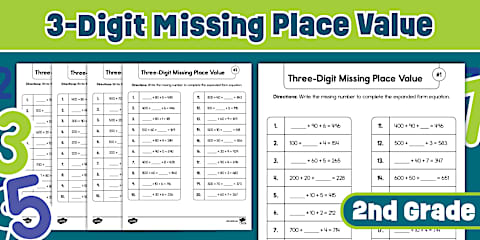 Second Grade Three-Digit Expanded and Standard Form Worksheets
