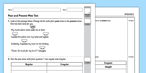 Using the Present Form of Verbs in Contrast to Past Tense Lesson Ideas ...