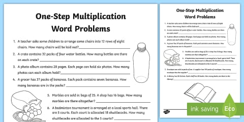 Grade 3 Multiplication and Division Word Problems x3 x4 x8 Worksheet