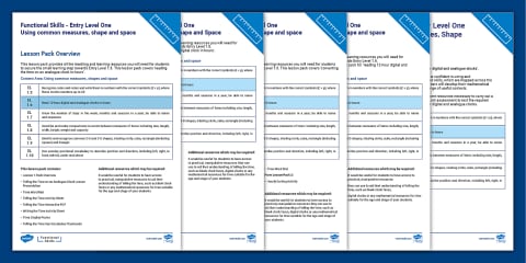 Maths Functional Skills: Entry Level 1.9 - Identify and Recognise ...