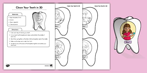 How to Floss Your Teeth Poster and Tracking Chart for K-2nd Grade