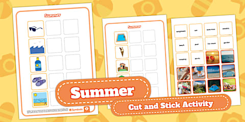Summer Cut and Stick Matching Collage Activity Pack