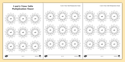2, 5 and 10 Times Table Multiplication Flower Activity Sheet