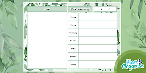Muted Botanical Themed Weekly Planner