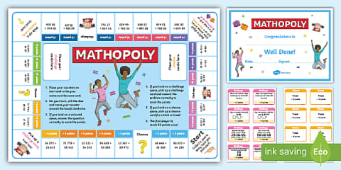 3-Digit Addition Mathopoly Board Game