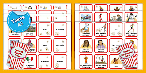 ESL Present Simple and Present Continuous Sorting Activity [Kids, A1]