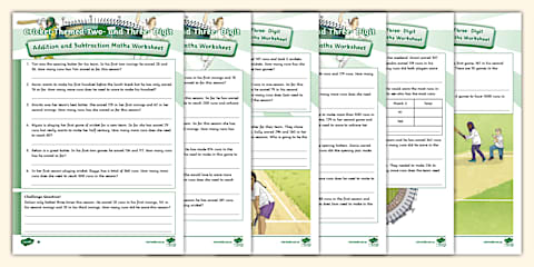 Cricket Math Design Cricket-Themed Maths Challenges Worksheet