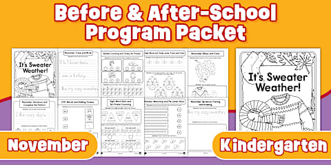 Kindergarten 12 Month Before and After-School Bundle