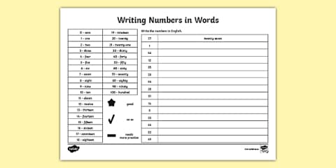 11 - 20 in Words Trace and Write