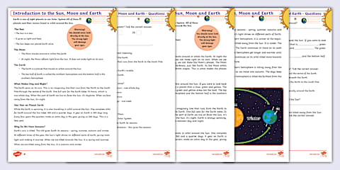 Fifth Grade Life Cycle of a Star Reading Passage Comprehension Worksheet