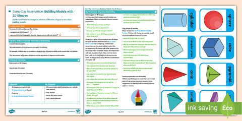 Year 1 Maths Same-Day Intervention Plan: Recognising 3D Shapes