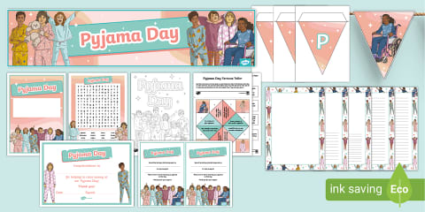 Pyjama Day Colouring Pages