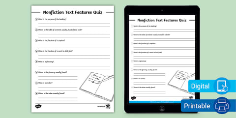 Nonfiction Text Features Worksheet for 3rd-5th Grade
