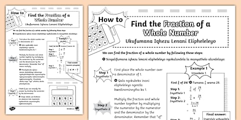 Grade 7 - Maths - How to Find the Fraction of a Whole Number - Activity ...