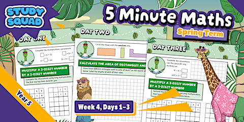 Study Squad 5 Minute Maths - Year 4 Spring - Week 3 Days 1-3