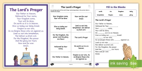 The Lord's Prayer Fill in the Blanks Worksheet