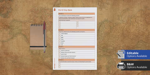 World Map Country Quiz Word-Finder Challenge