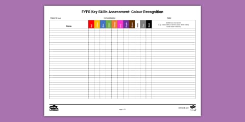EYFS Key Skills Assessment Number Recognition to 20