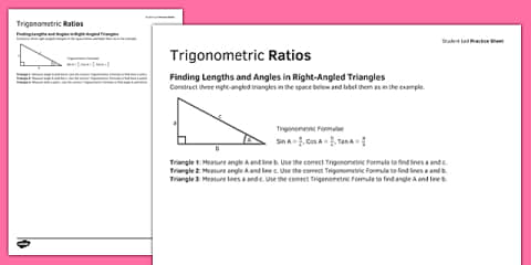 Trigonometry Missing Sides Walkthrough Worksheet