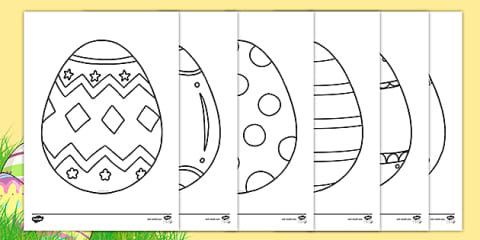 preview of Easter Egg Template Colouring Sheets