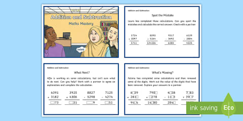 Maths Mastery Add and Subtract Challenge Sticky Labels