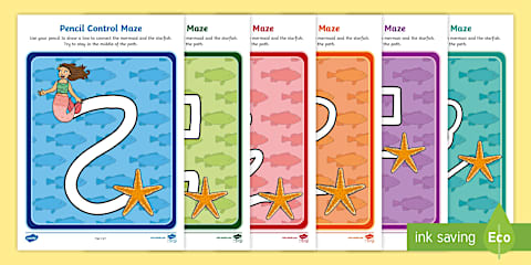 The Little Mermaid Pencil Control Sheets