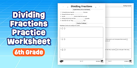 Sixth Grade Math Basic Skills Multiplying Fractions Practice Worksheet