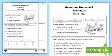 Grammar Homework Week One - Worksheet