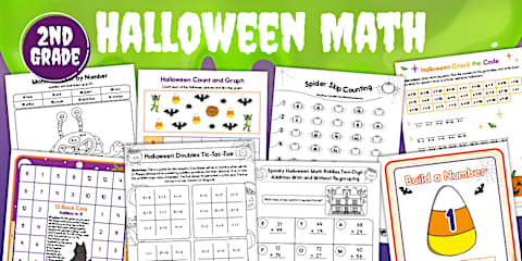 First Grade Halloween Potions Addition Worksheet