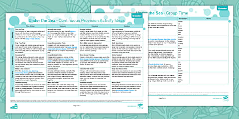 EYFS Under the Sea Continuous Provision Planning Ideas (Ages 0-2)