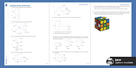 Seventh Grade Calculating Surface Area Worksheet