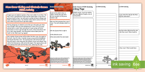 Mars Rover Coding and Obstacle Course STEM Activity 3-6